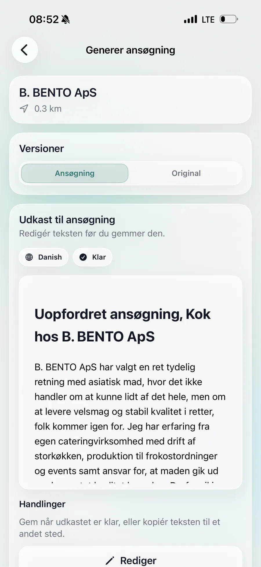 Generér jobansøgning